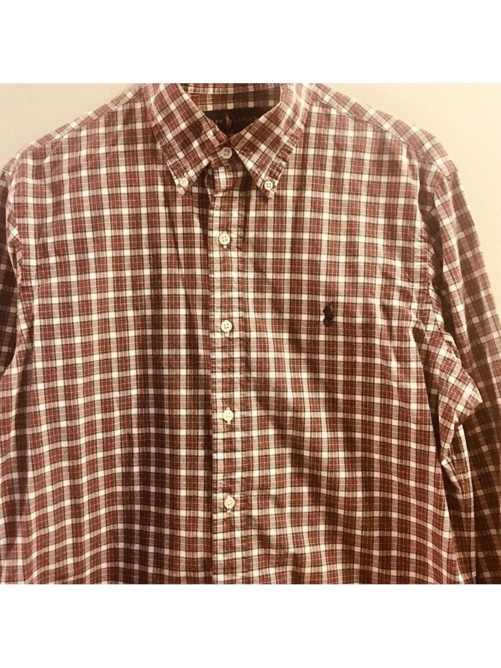 Ralph Lauren Men Red White Green Plaid Button Down - Picture 2 of 6